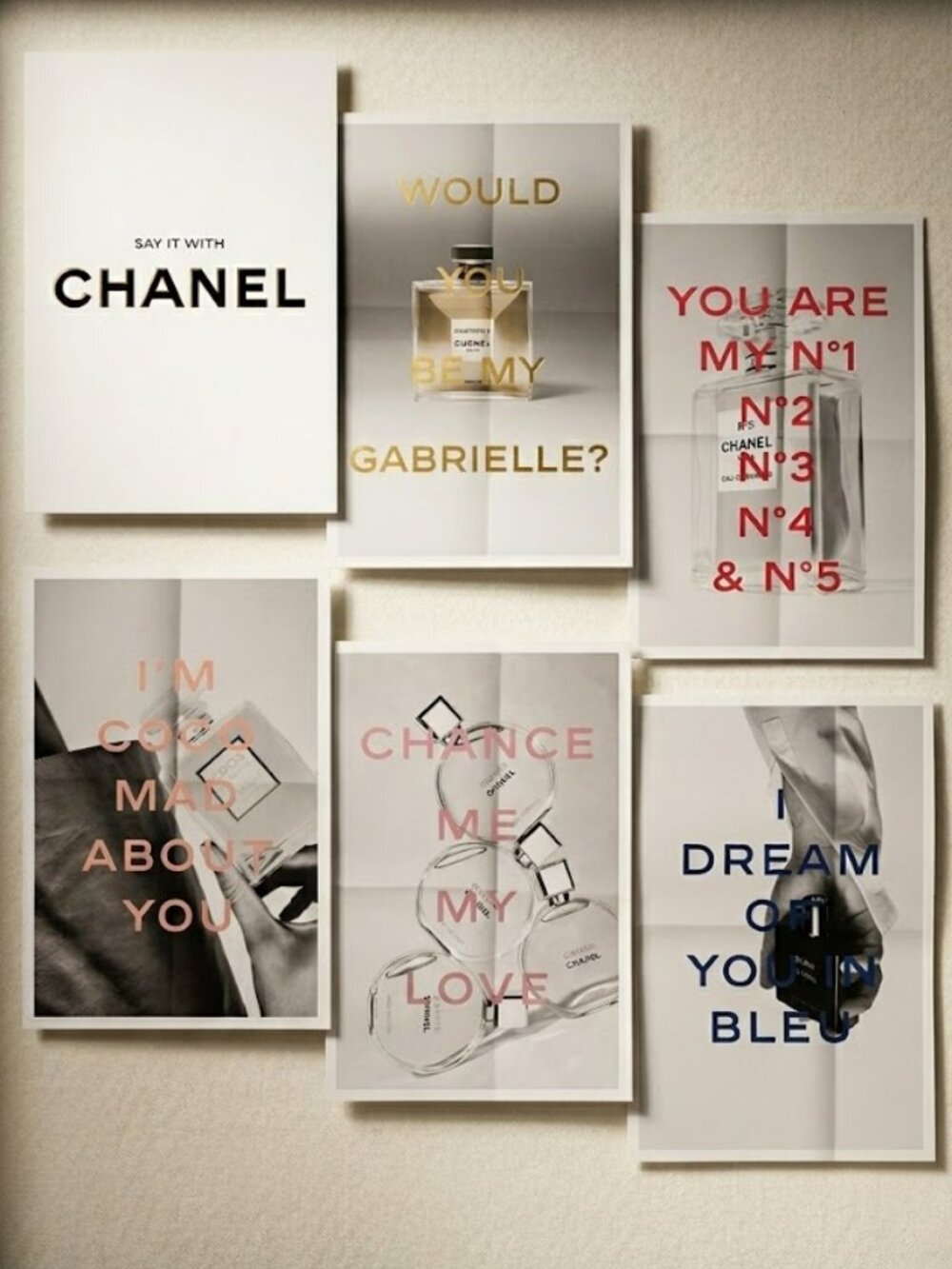 Say it With Chanel - 5 Fragrance Sample Cards Postcards Bleu Chance N5 Gabrielle